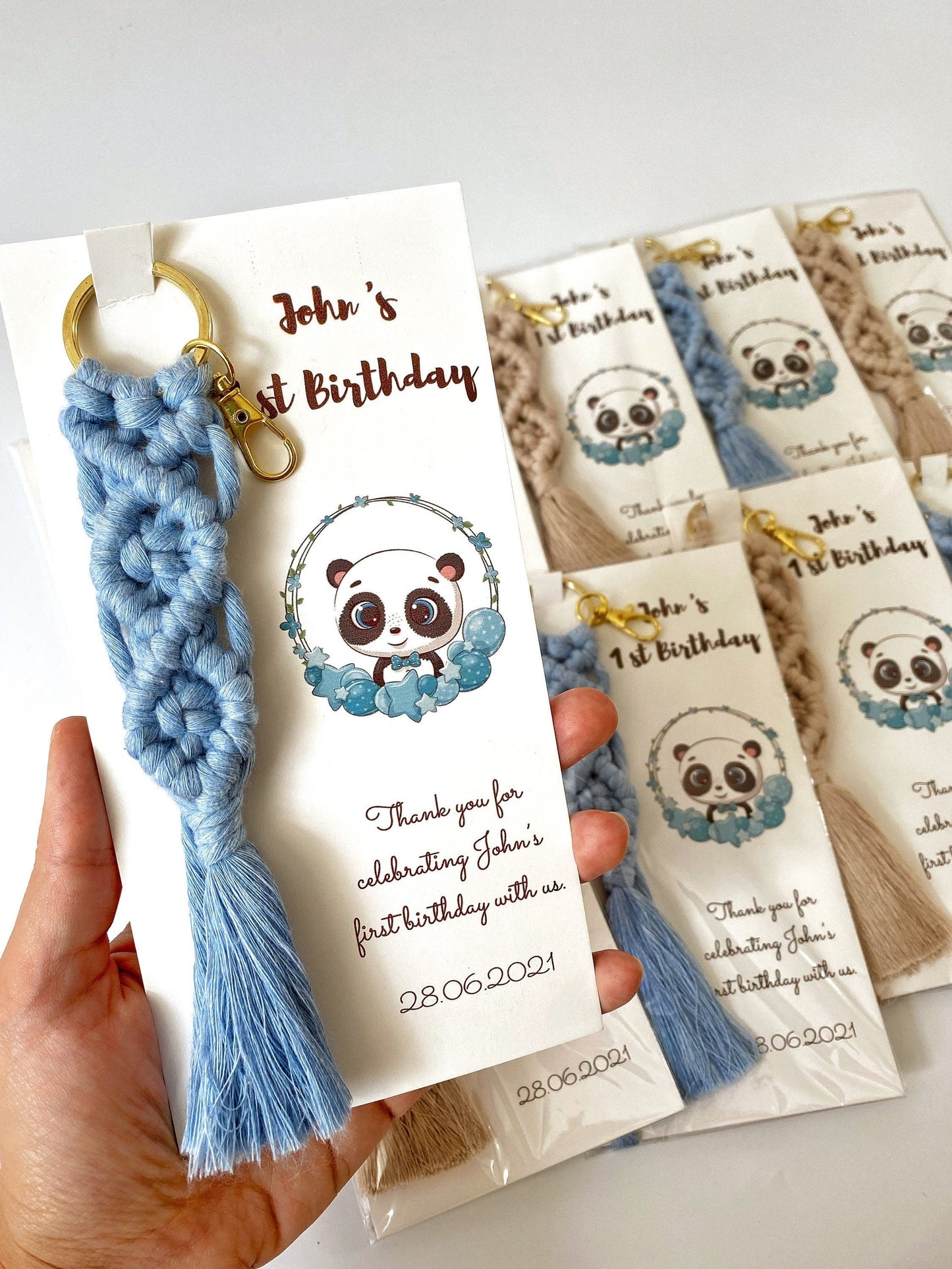 1-100 PCS WHOLESALE Macrame Keychain Thank You Note,BULK Welcome Baby Favor,Baptism Babyshower Baby Gender Reveal Birthday Welcoming Favors
