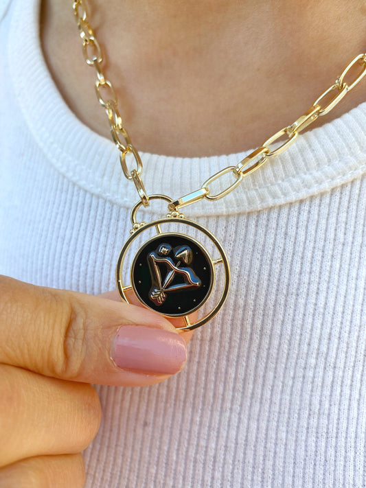 Sagittarius Zodiac Medallion  Necklace • Rising Star Moon Astrology