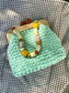 Handmade Wood Frame Crochet Clutch Bag