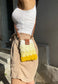 Chunky Crochet Cross Body Bag,Minimalist Hand Knit Purse Design, Phone Holder Bag with Leather Handle