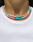 Colorful Bead Adjustable Beach Clay Necklace • Choker Tropical Heishi