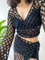 Mesh Crochet Top Skirt Set
