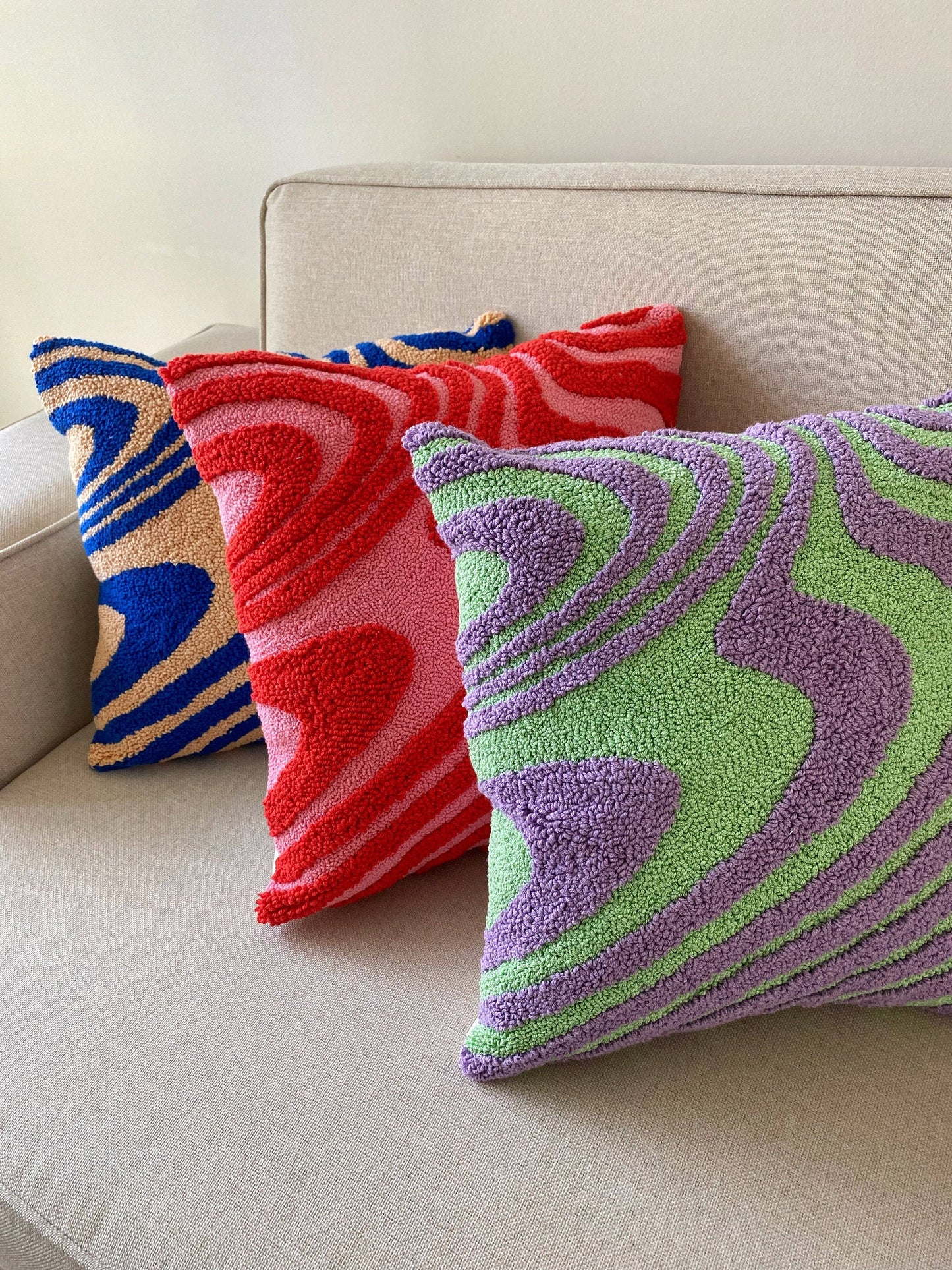 Punch Needle Pillow Case Groovy - Tufted Pillow Cover
