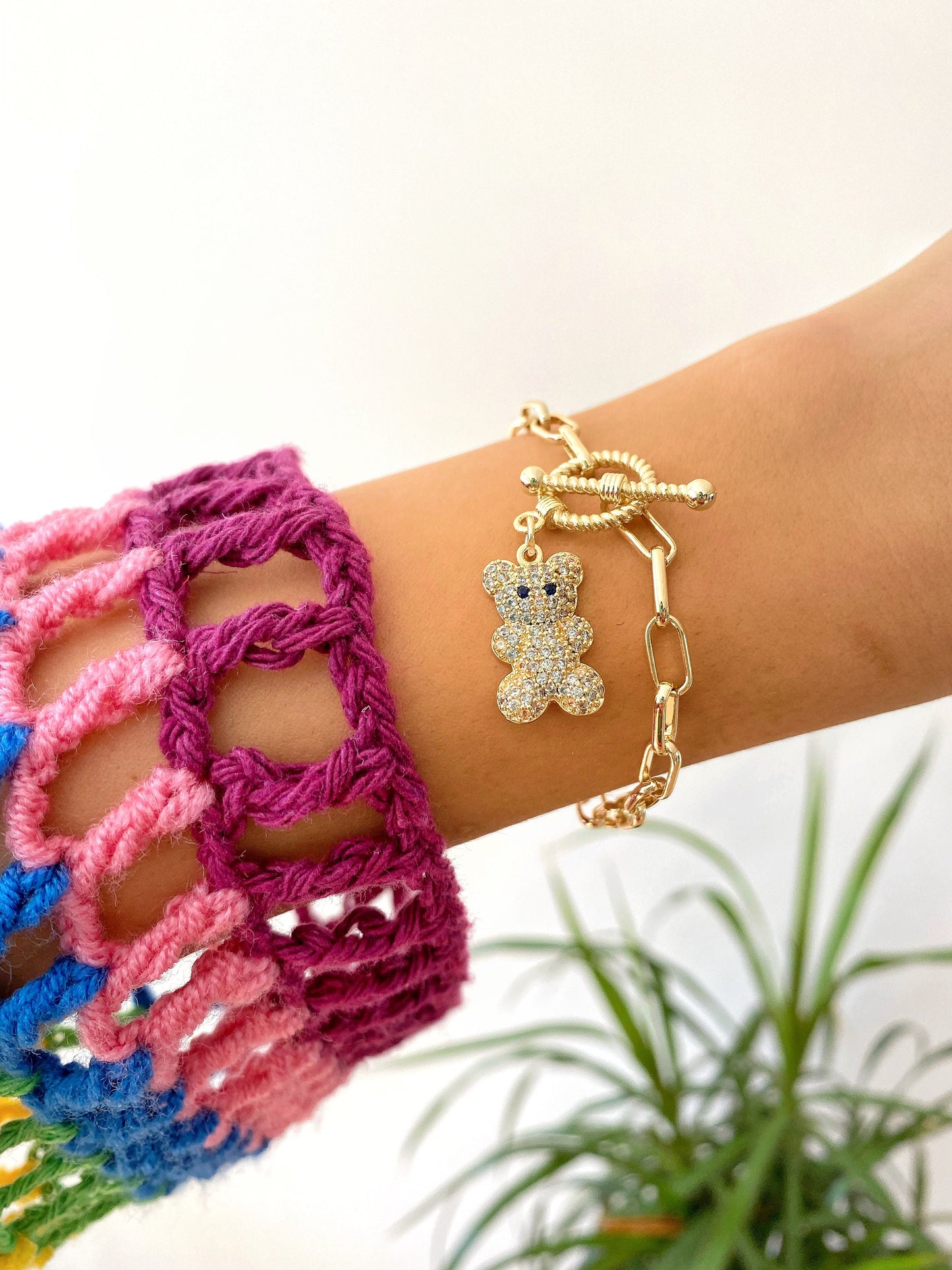 Teddy Bear Charm Chain Bracelet • Gummy Bear Cute Jewelry