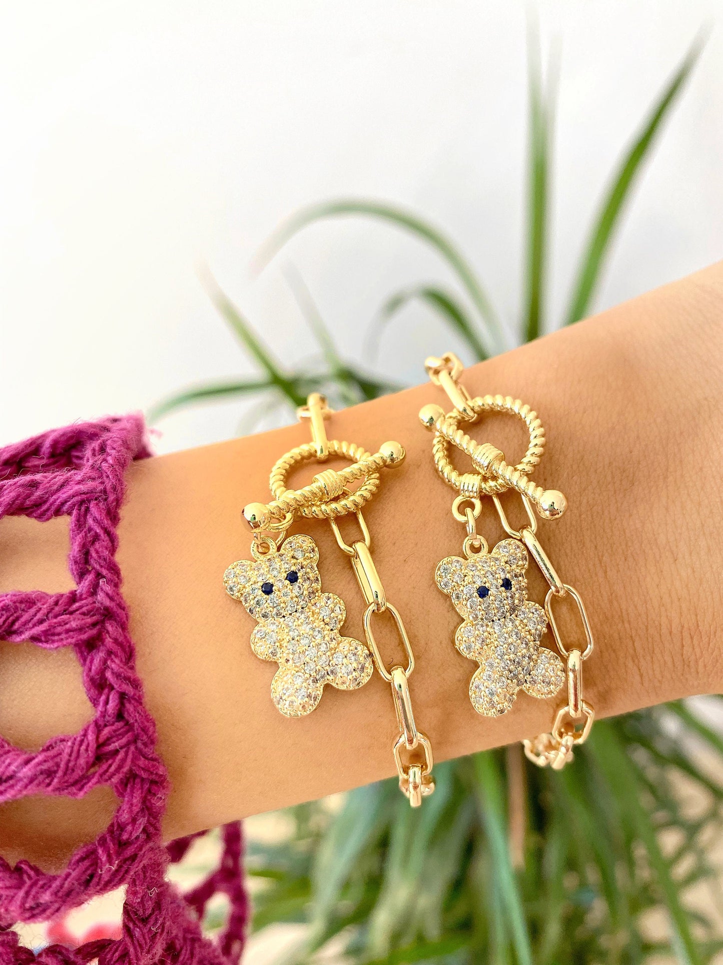 Teddy Bear Necklace Bracelet SET • Gummy Bear Cute Choker