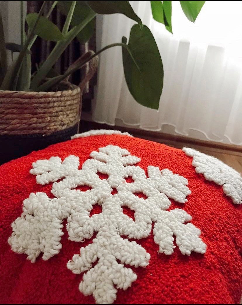 Snowflake Embroidered Cushion Cover