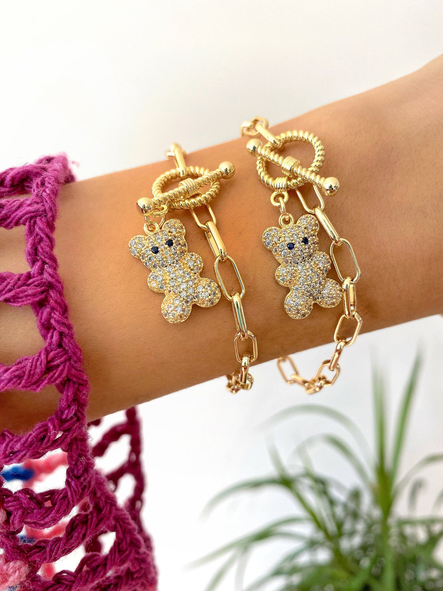 Teddy Bear Necklace Bracelet SET • Gummy Bear Cute Choker