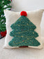 Xmas Tree Embroidered Cushion Cover,Cozy Winter Holiday Home Decor Rug,Merry Christmas Ornament,Noel Gift