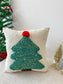Xmas Tree Embroidered Cushion Cover,Cozy Winter Holiday Home Decor Rug,Merry Christmas Ornament,Noel Gift