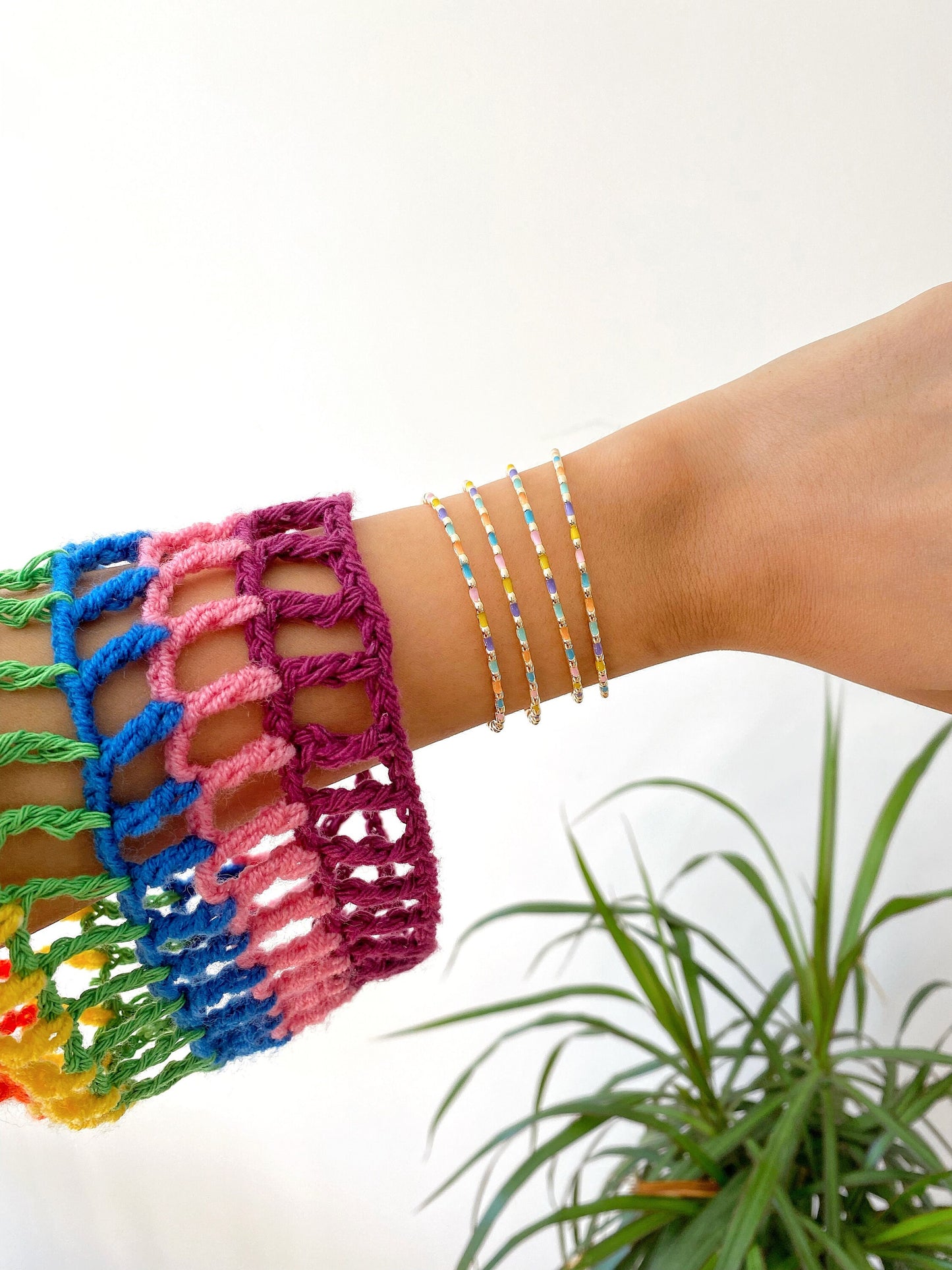 Colorful Minimalist Cuff Bracelet • Multicolor Thin Cuff Bracelet • Stackable Layering