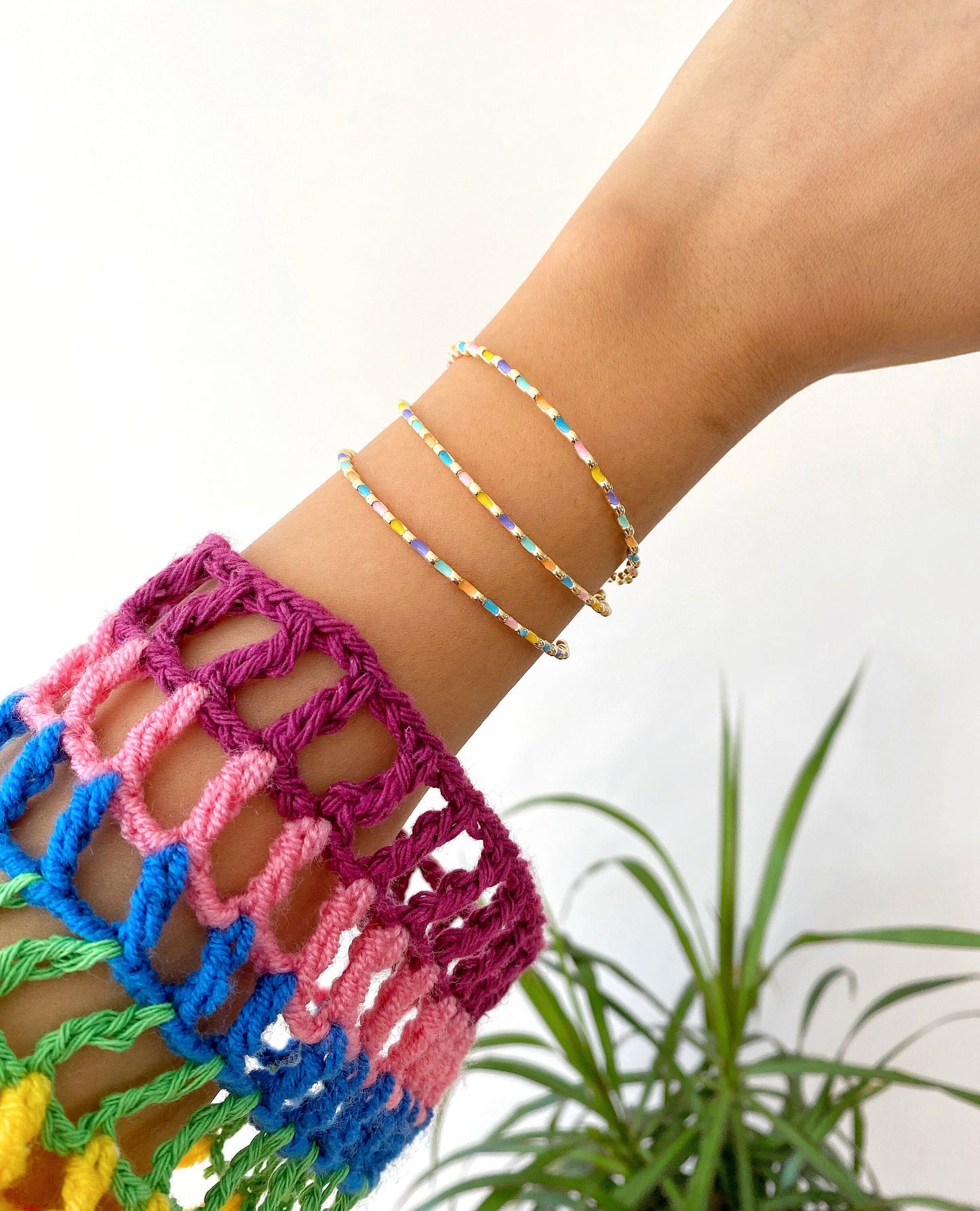 Colorful Minimalist Cuff Bracelet • Multicolor Thin Cuff Bracelet • Stackable Layering