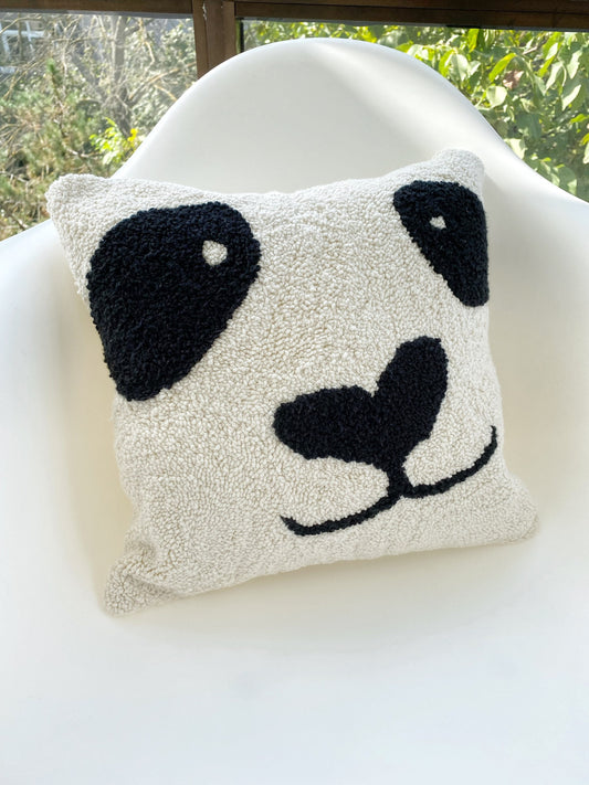 Cute Panda Hand Tufted Punch Needle Pillow Cover