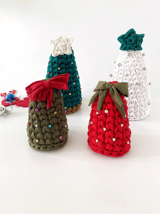 Chunky Crochet Christmas Tree Set