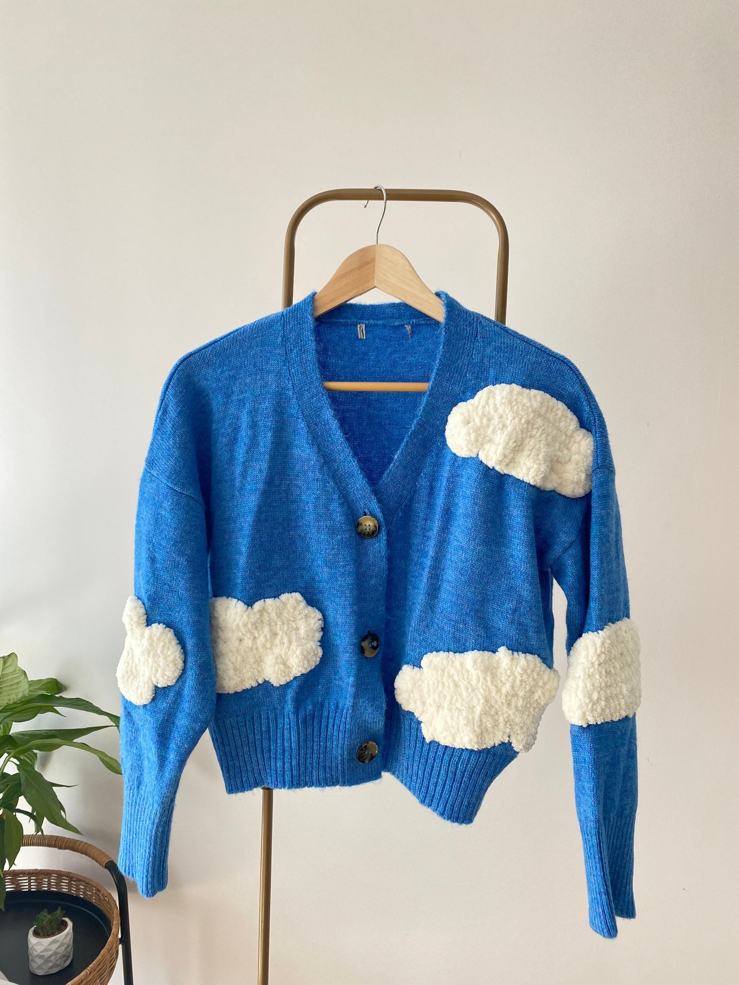Knit Cardigan with Chunky Clouds
