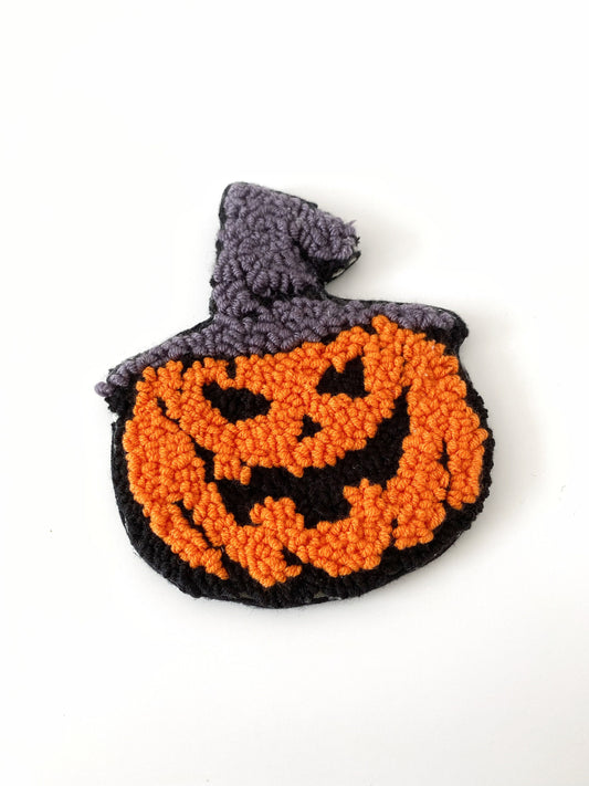Halloween Pumpkin Punch Needle Mug Coasters- Hand Tufted Coasters