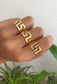 Gold Ancient Greek Key Meander Ring • Adjustable Greek Pattern Ring