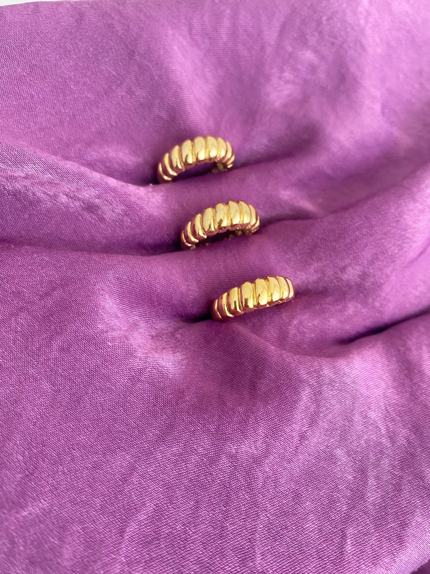 Thick Croissant Dome Bubble Ring  •  Chunky Twist Rope Ring