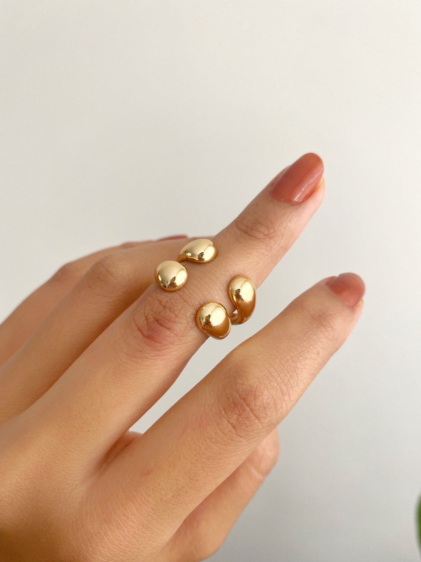 Thick Gold Cuff Ball Ring • Chunky Open Dome Band • Bold Stacking Ring