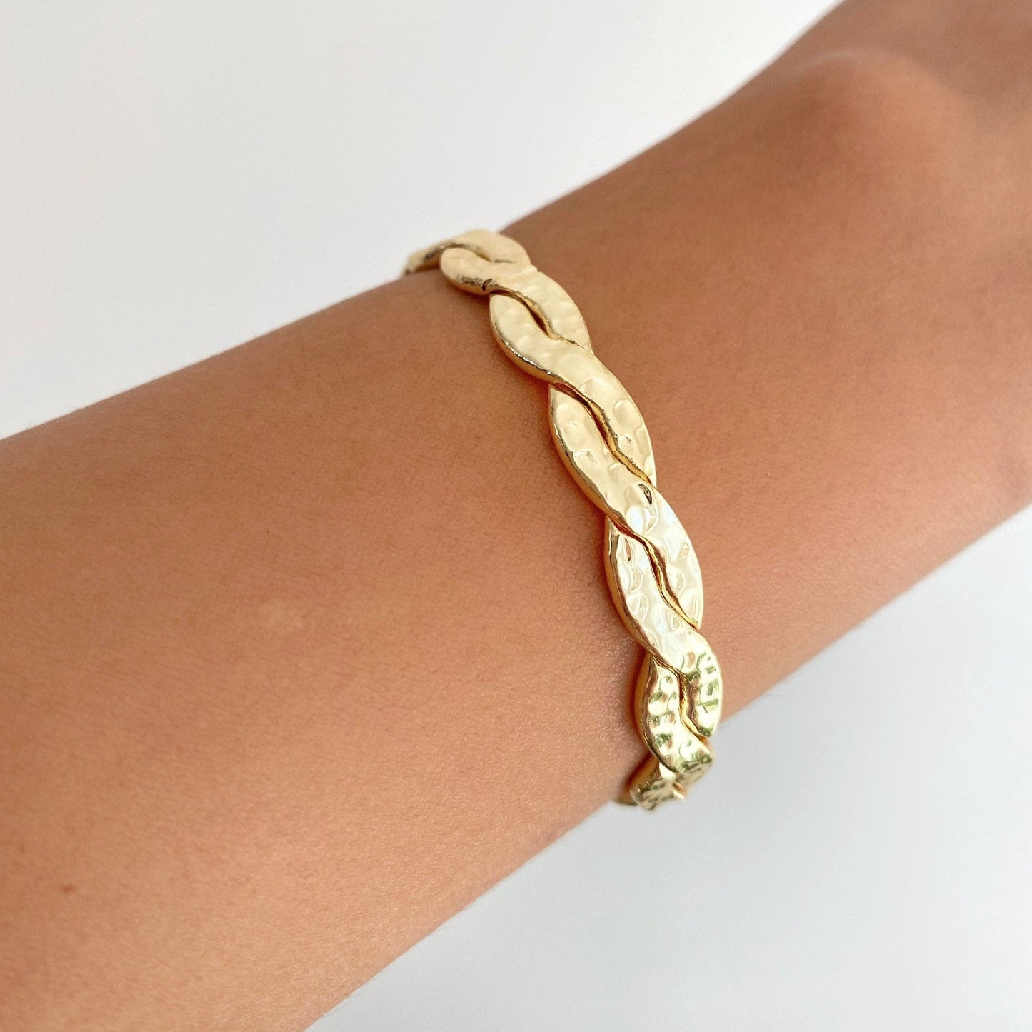 Gold Twisted Rope Cuff Bracelet • Vintage Twisted Bangle Bracelet