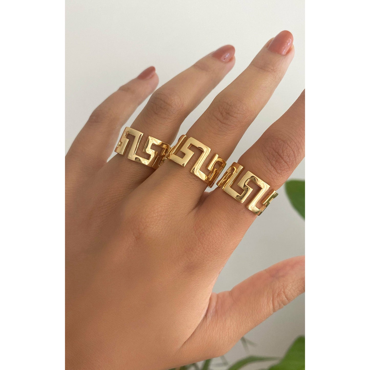 Ancient Greek Key Meander Ring • Adjustable Greek Key Meander Ring