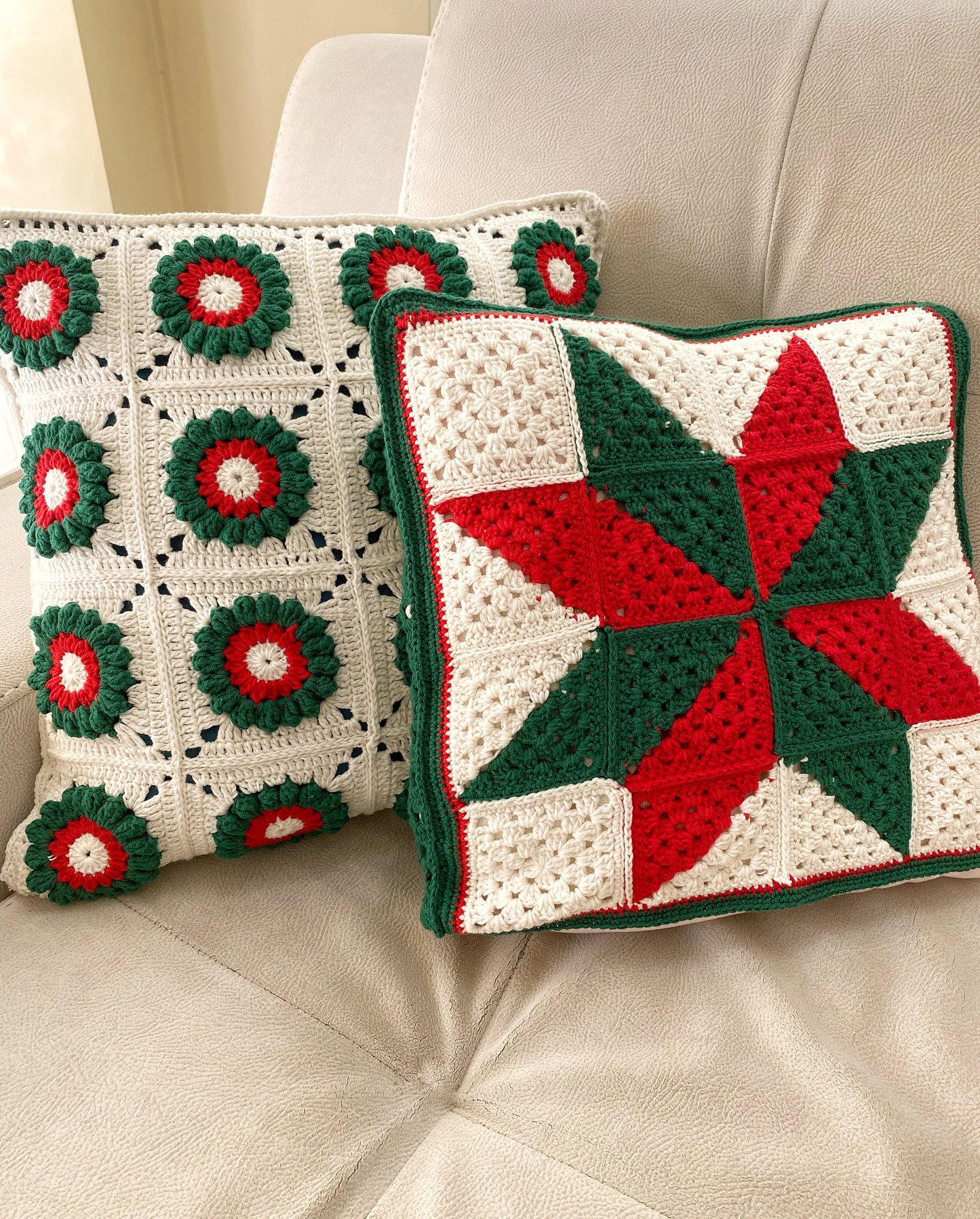 Crochet Christmas Pillow Cover Set