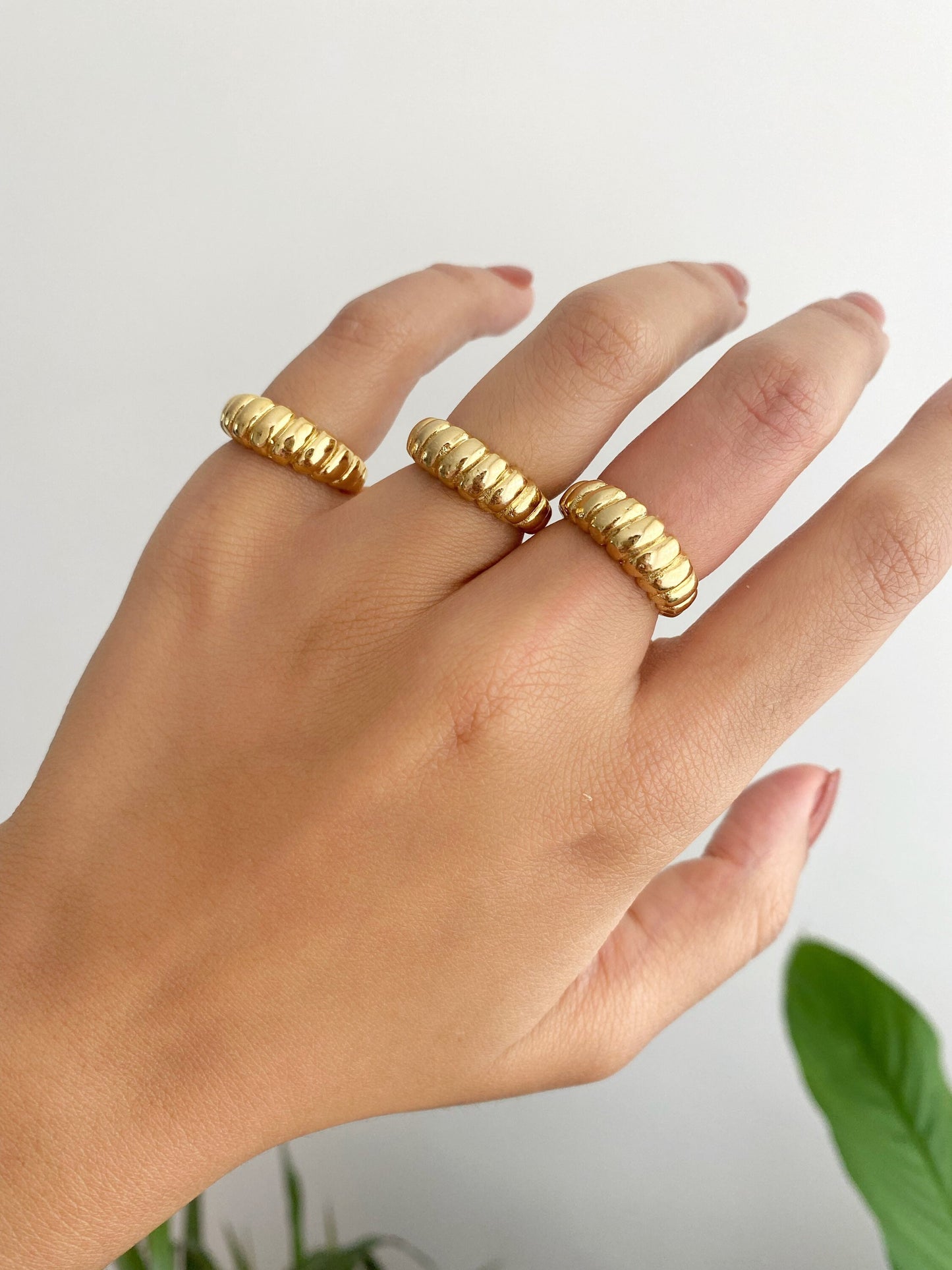 Thick Croissant Dome Bubble Ring  •  Chunky Twist Rope Ring