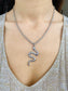 Snake Curb Rope Chain Necklace •  Silver Dangling Twisted Chain