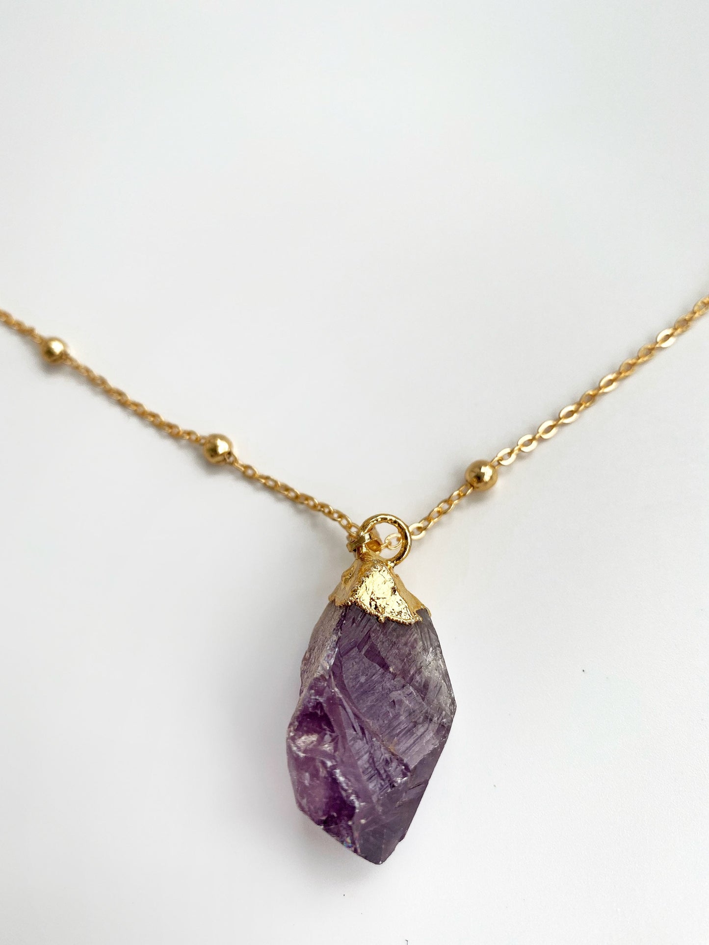 Long Amethyst Chain Necklace • February Birthstone Raw Stone