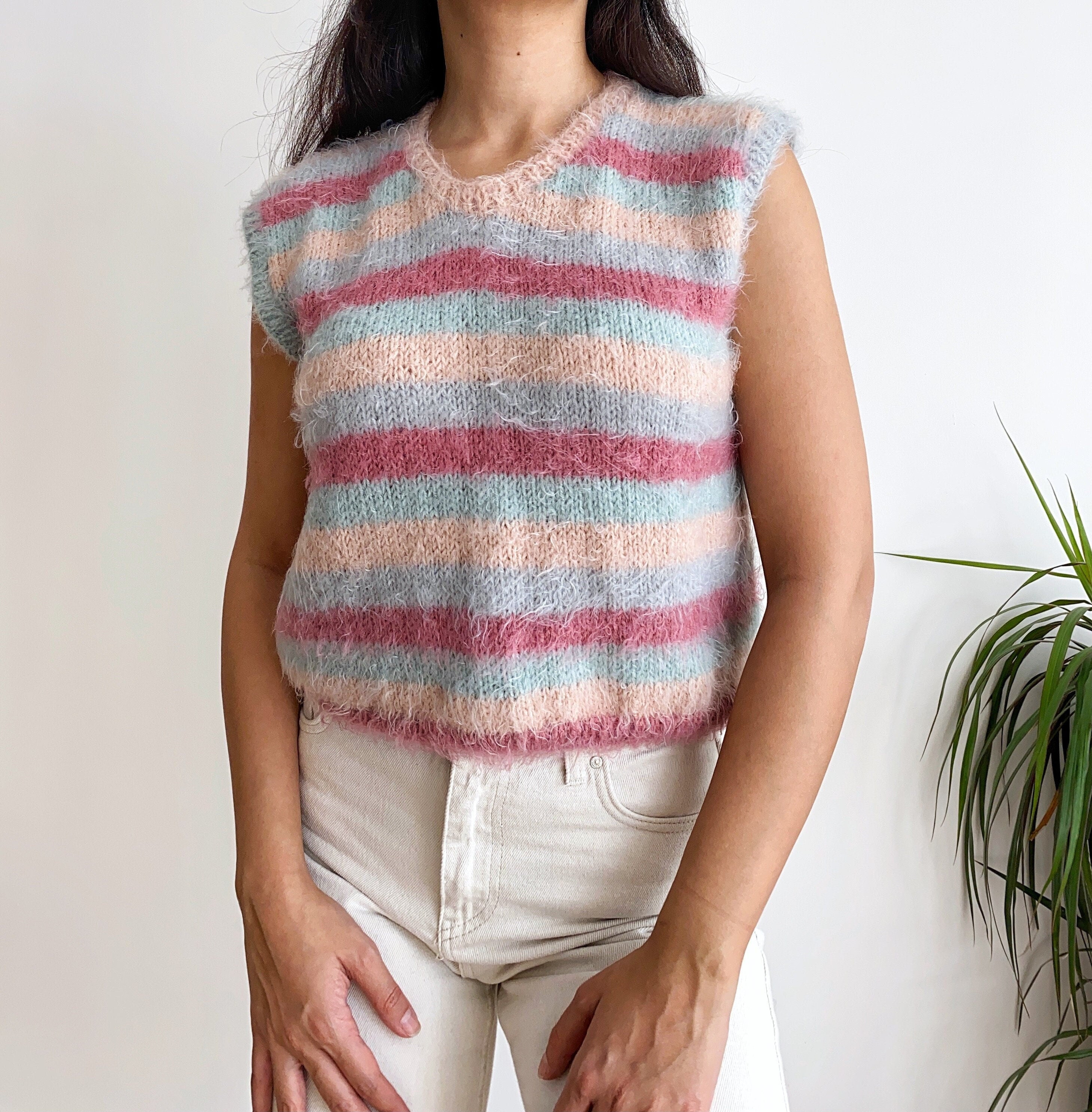 Hand Knit Soft Mohair Vest