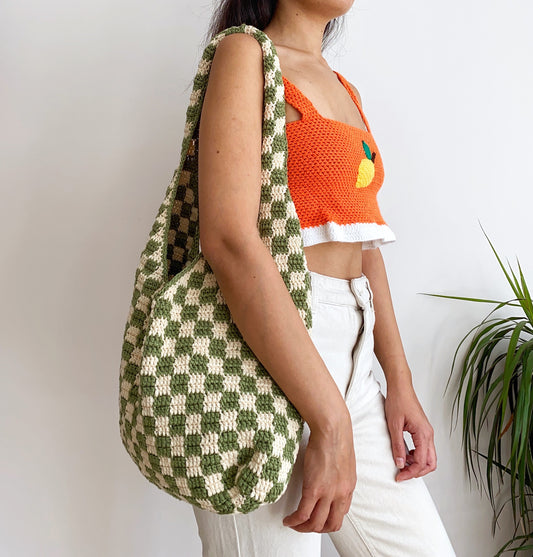 Handmade Checkerboard Crochet Bag