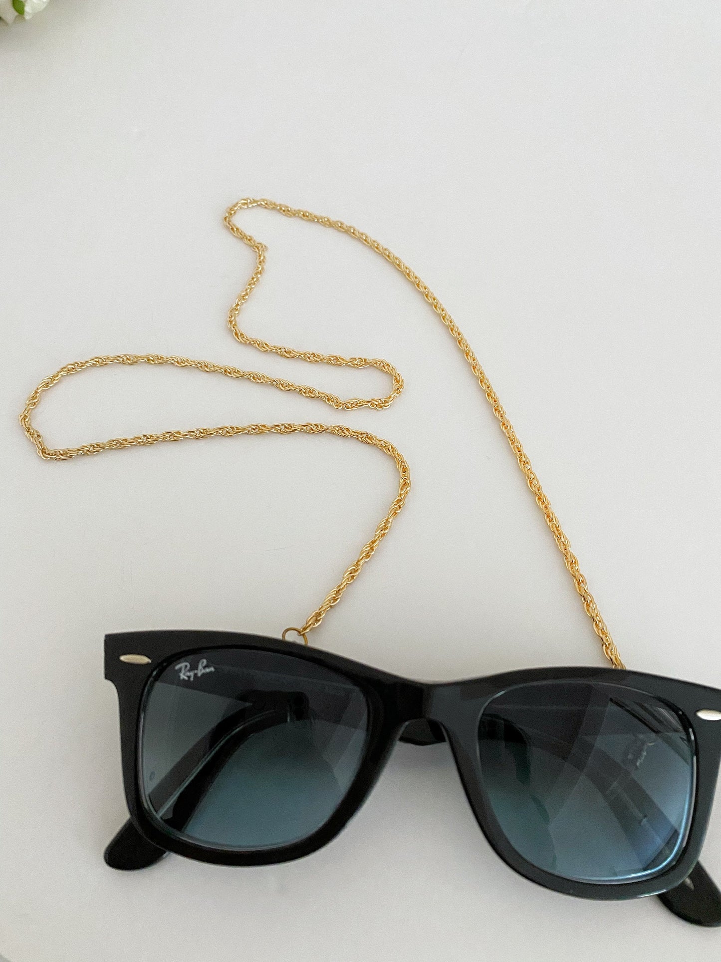 Sun Glasses Gold Twisted Curb Rope Chain • Curb Chain Face Mask