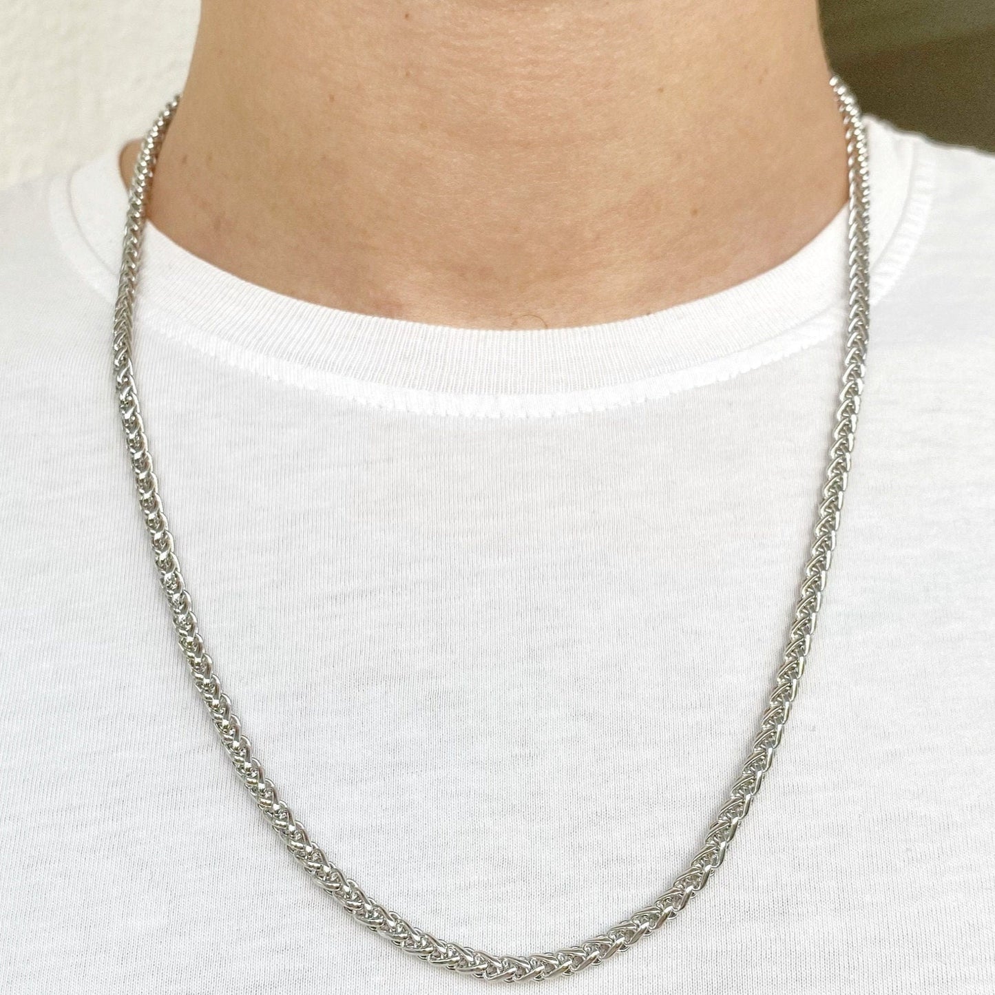 Unisex Silver Curb Rope Chain Necklace • Dangling Twisted Chain