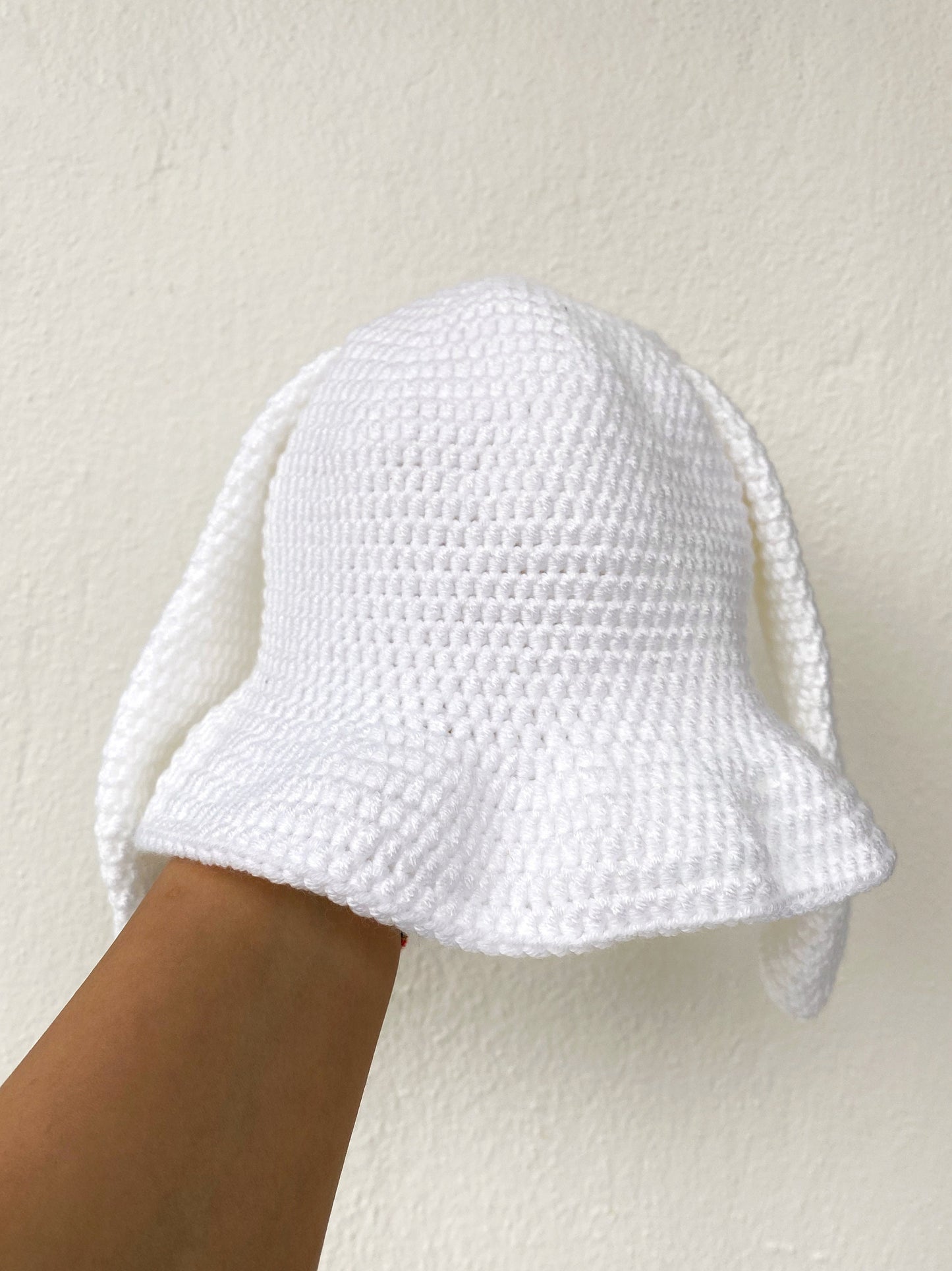 Crochet White Rabbit Bucket Hat