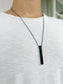 Long Matte Black Vertical Bar Necklace • Unisex Black Dropping Bar Long Choker