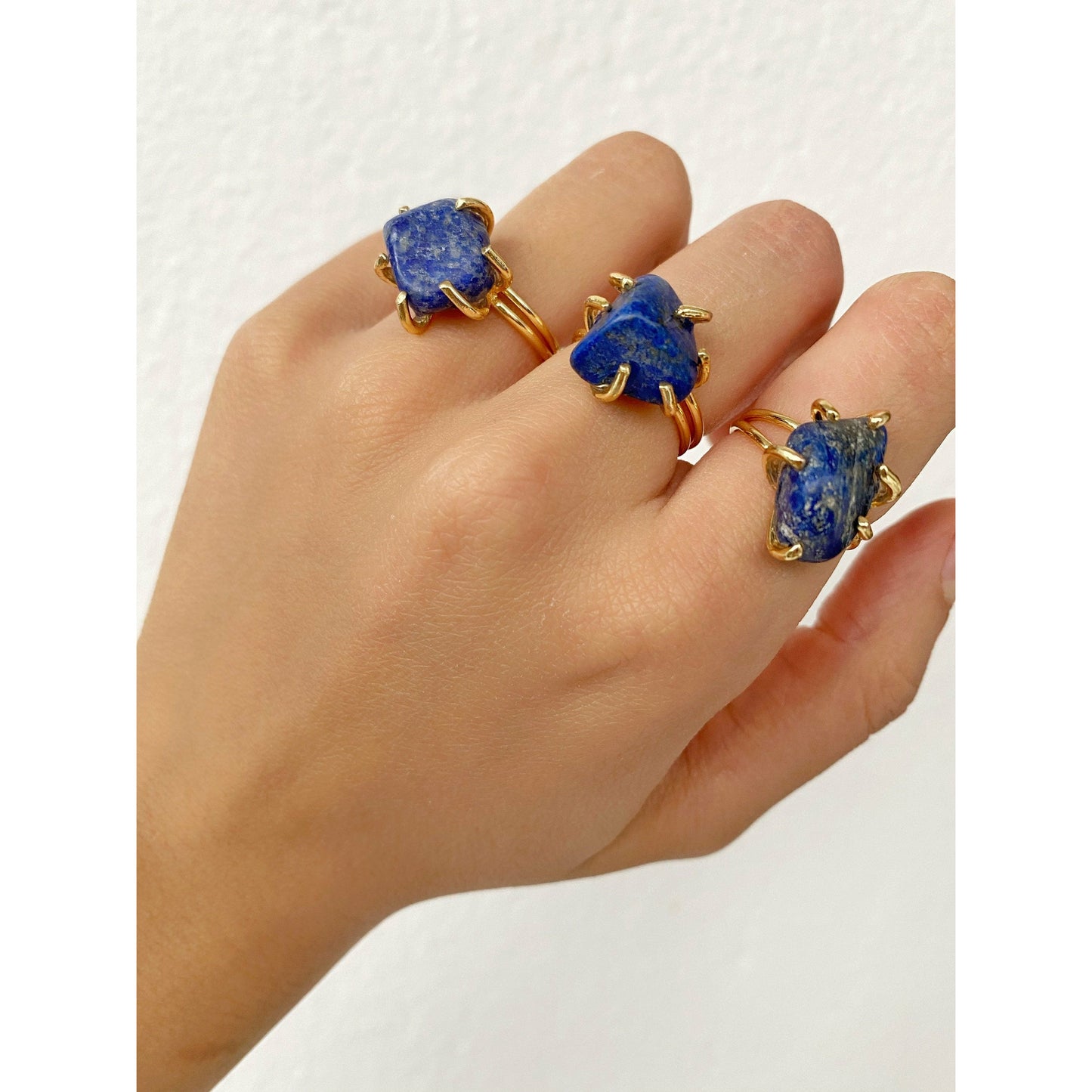 Raw Blue Lapis Lazuli Gold Cuff Bracelet • Healing Lapis Lazuli Ring