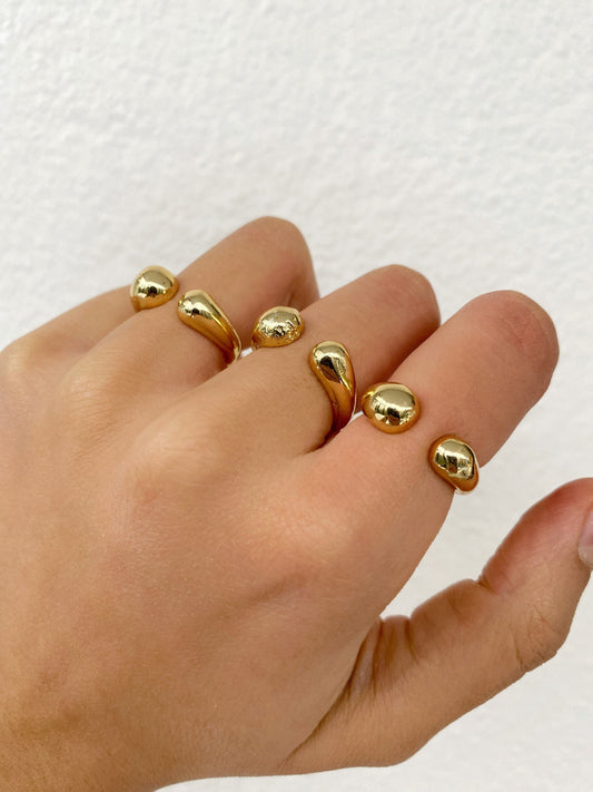Chunky Open Dome Band • Thick Gold Cuff Ball Ring • Gold Ball Ring
