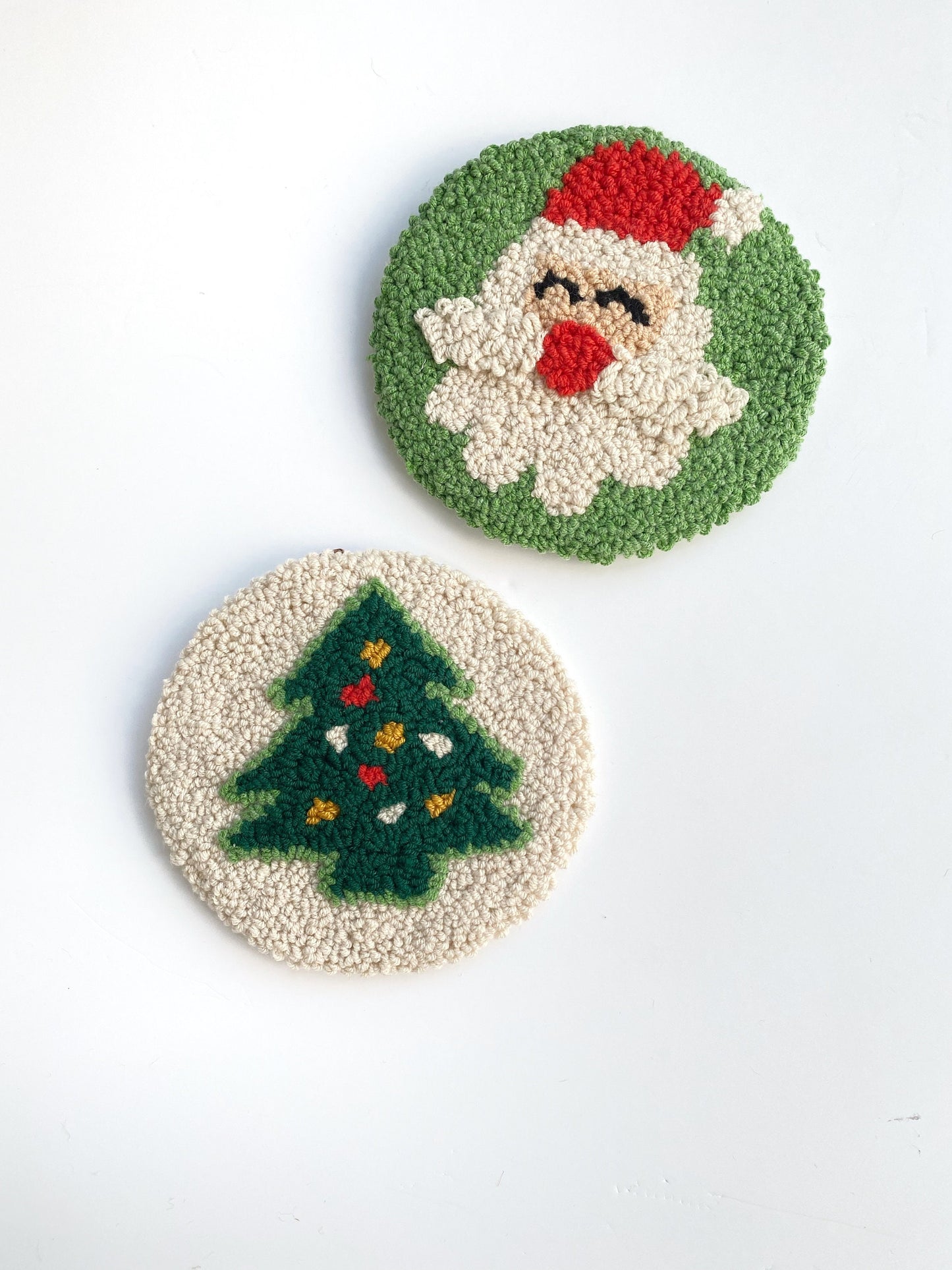 Punch Needle Christmas Tree Coaster,Merry Xmas Pendants,Christmas Tree Accents,Christmas Spirit Interior,Xmas Tree Wall Hanging Jingle Bell
