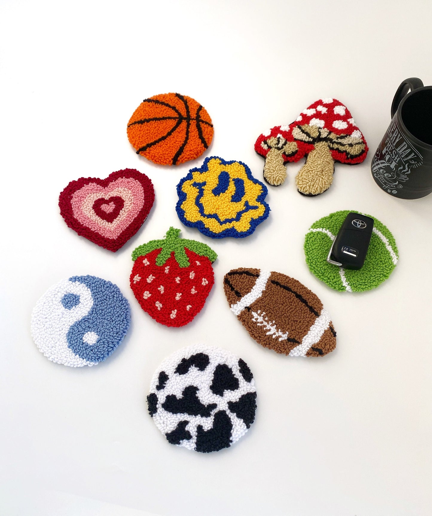 Customizable Hand Tufted Punch Needle Coasters