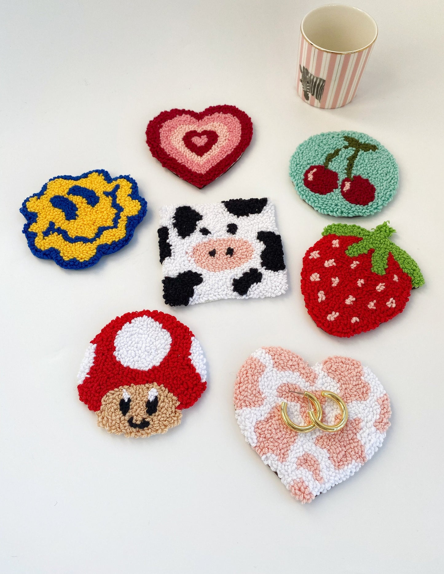 Customizable Hand Tufted Punch Needle Coasters
