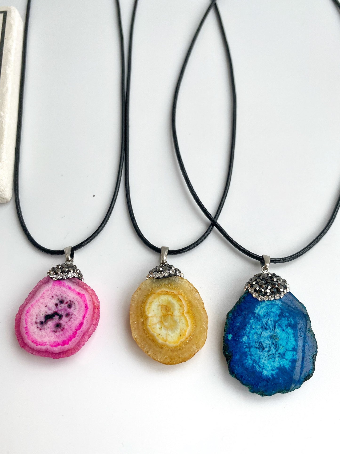 Pink Yellow Blue Stone Agate Necklace • September Birthstone