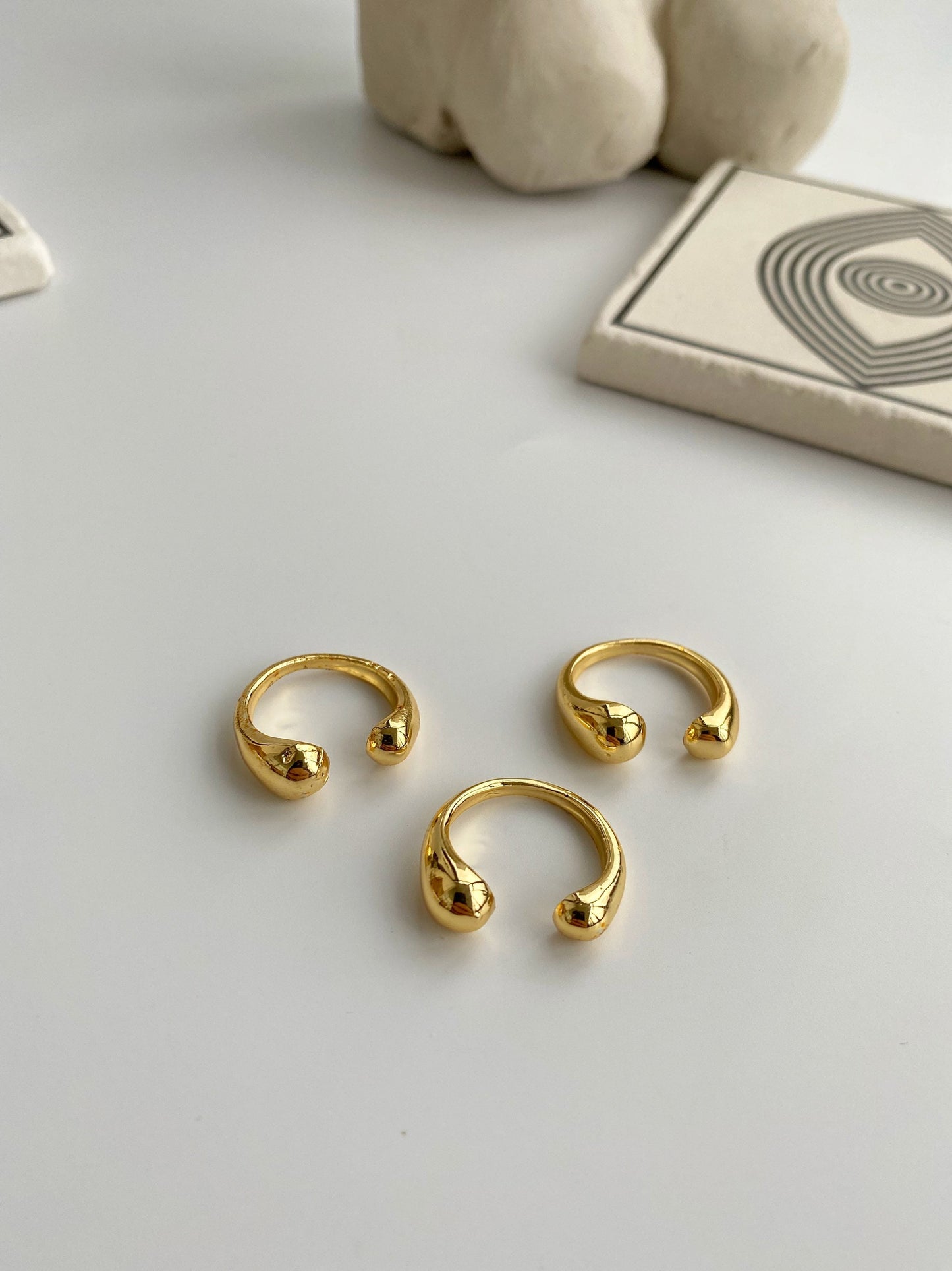 Chunky Open Dome Band • Thick Gold Cuff Ball Ring • Gold Ball Ring